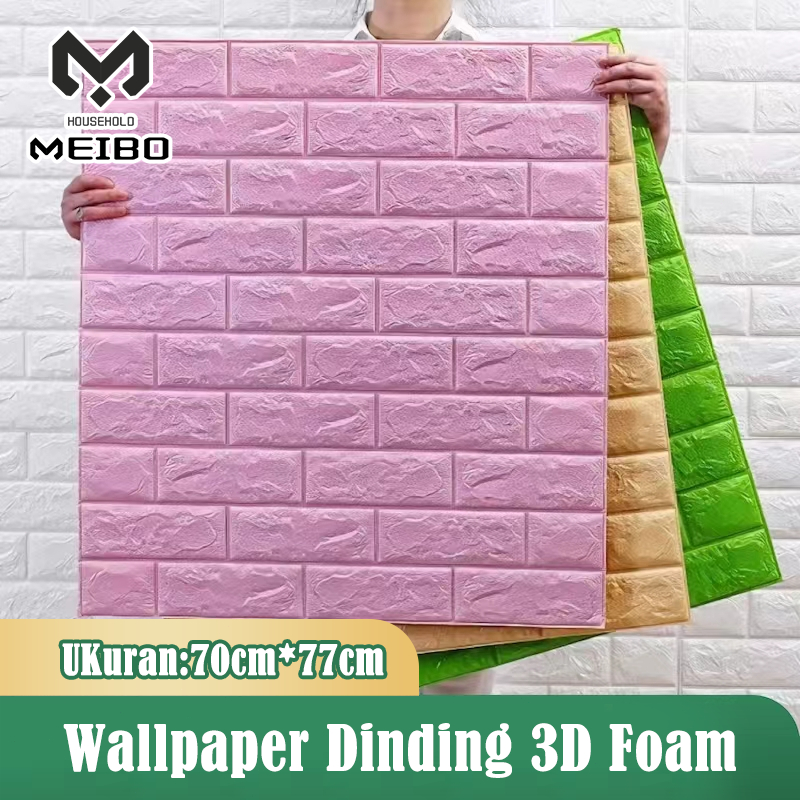 Wallpaper dinding 3d Motif / Wallpaper Dinding Foam Timbul 3D Bata Classic Brick Kamar Tidur Stiker 