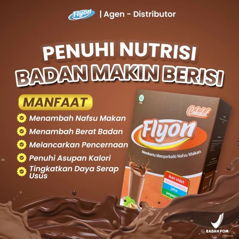 

TERLARIS!!![ 1 BOX ] Susu Flyon COKLAT Susu Penggemuk Badan Dan Penambah Nafsu Makan Original