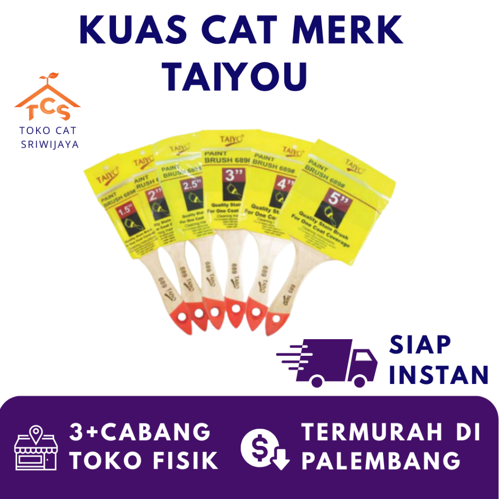 KUAS CAT MERK TAIYOU BIASA UKURAN 1 1 1/2 3 4 INCHI TEMBOK KAYU CAT MINYAK