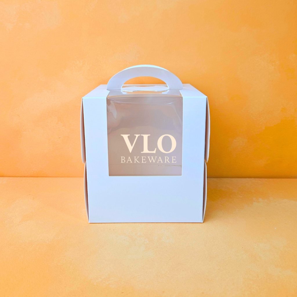 

[DEFECT] Kotak kue mika handle putih polos | cake box handle pegangan premium