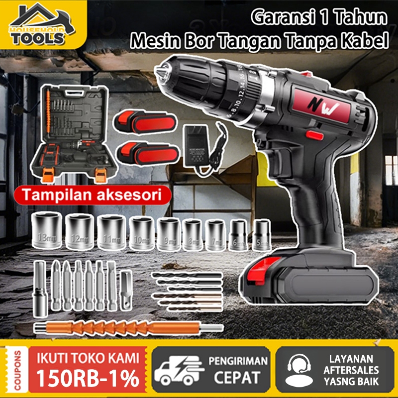Mesin Bor Baterai Tangan bor tangan baterai Bor Baterai Bor Tanpa kabel Bor Impact Cordless 399V