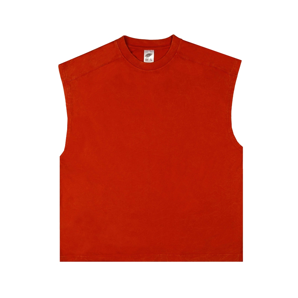 HTTP - Fora Merah - Kaos Singlet Polos Premium Washed Oversized Merah Pria Wanita Dewasa Tanktop