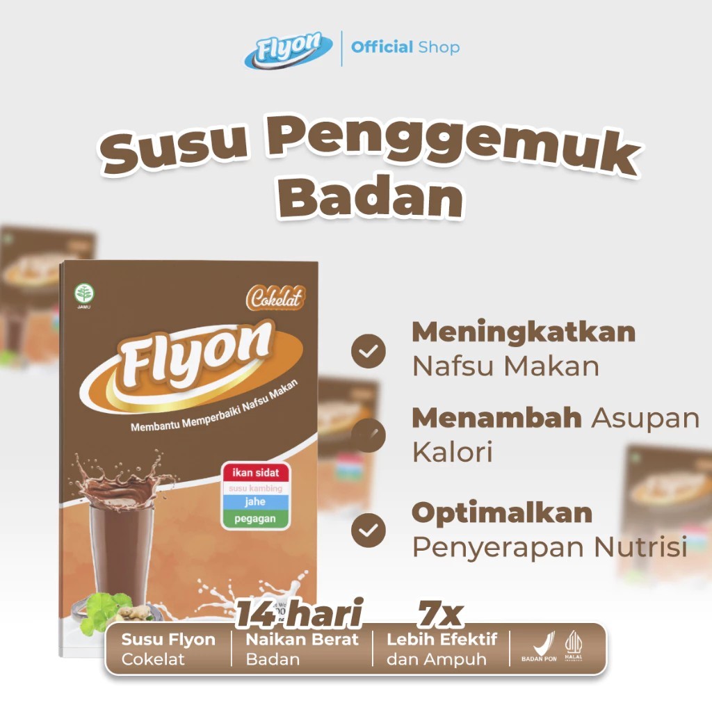 

STOCK TERBATAS!!! [ 1 BOX ] Susu Flyon COKLAT Susu Penggemuk Badan Dan Penambah Nafsu Makan Original