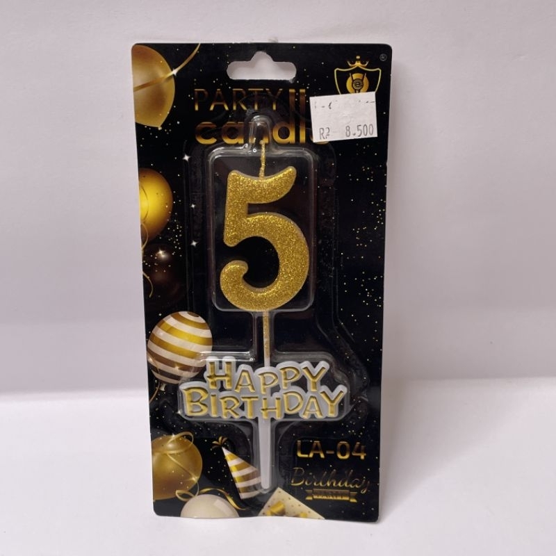 lilin angka 0-9 dan tulisan happy birthday gliter emas lilin ulang tahun evo