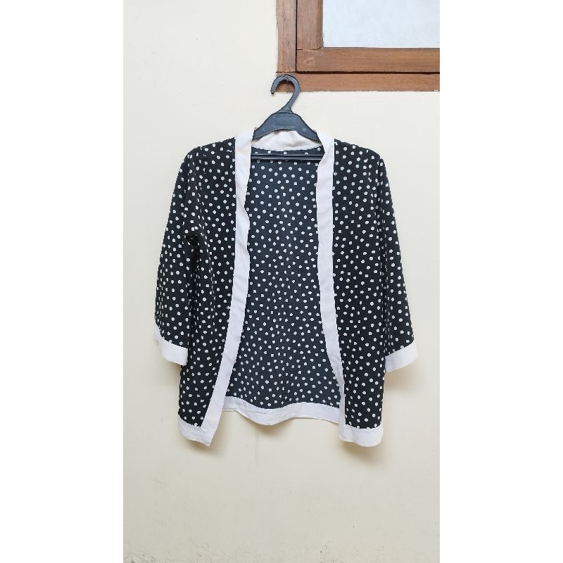 PRELOVED OUTER KIMONO POLKADOT CARDIGAN KIMONO