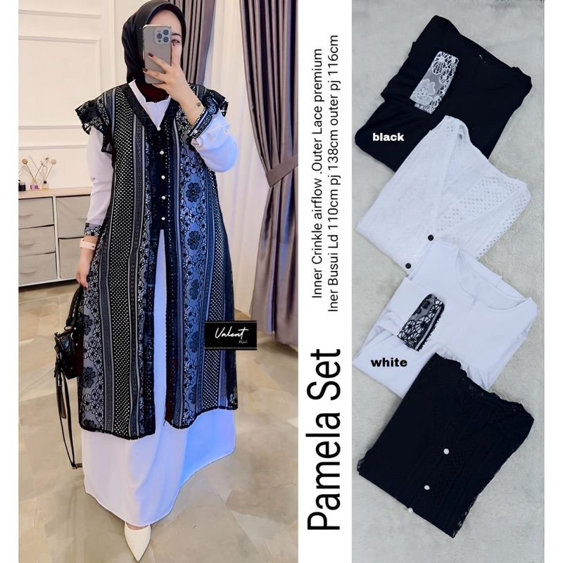 PAMELA SET MAXY DRESS GAMIS WANITA MEWAH PESTA BAHAN CRINCLE AIRFLOW PREMIUM ORI BY VALENT HIJAB