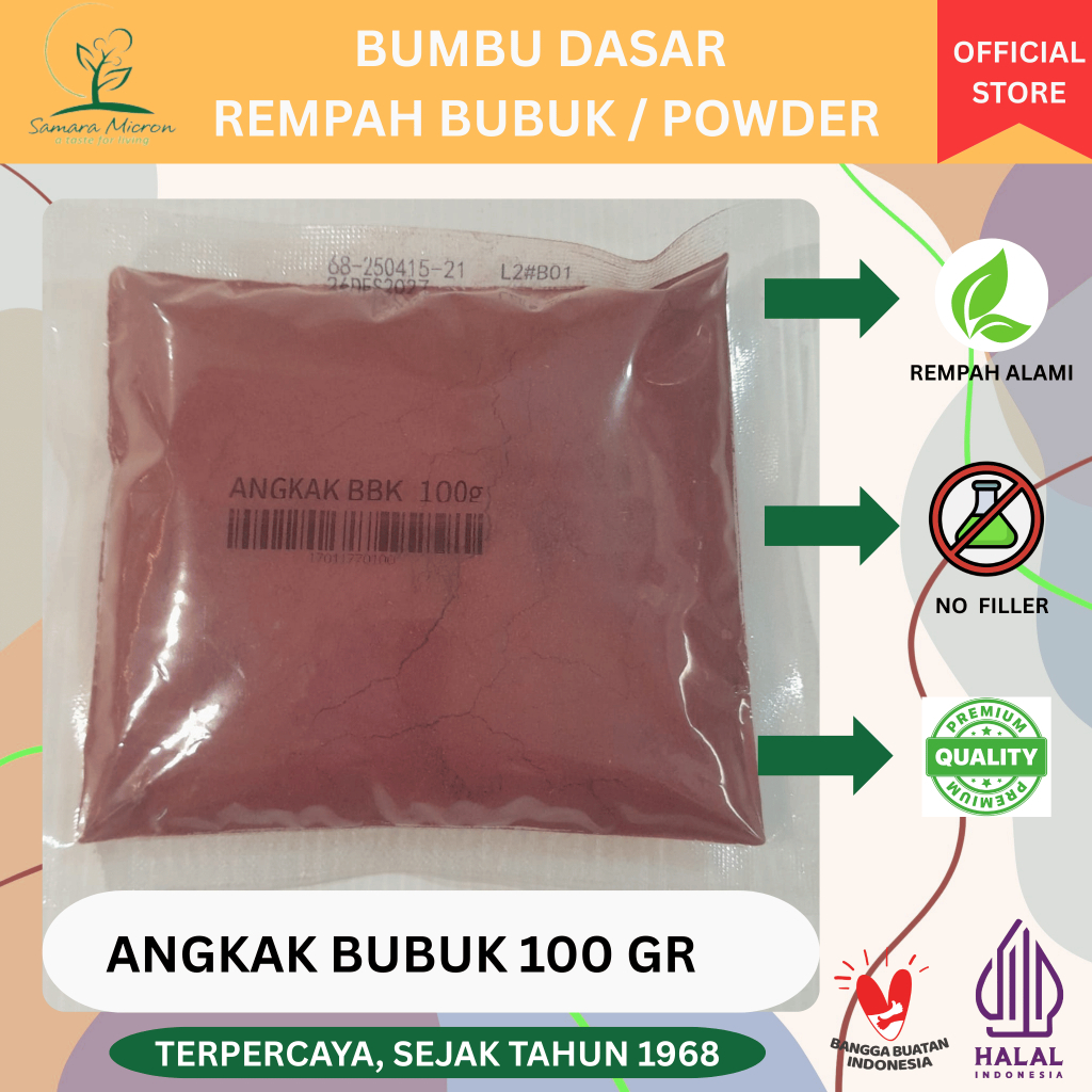 

Bumbu Dasar Samara Micron - Angkak Bubuk - Rempah Angkak Bubuk 100 Gram