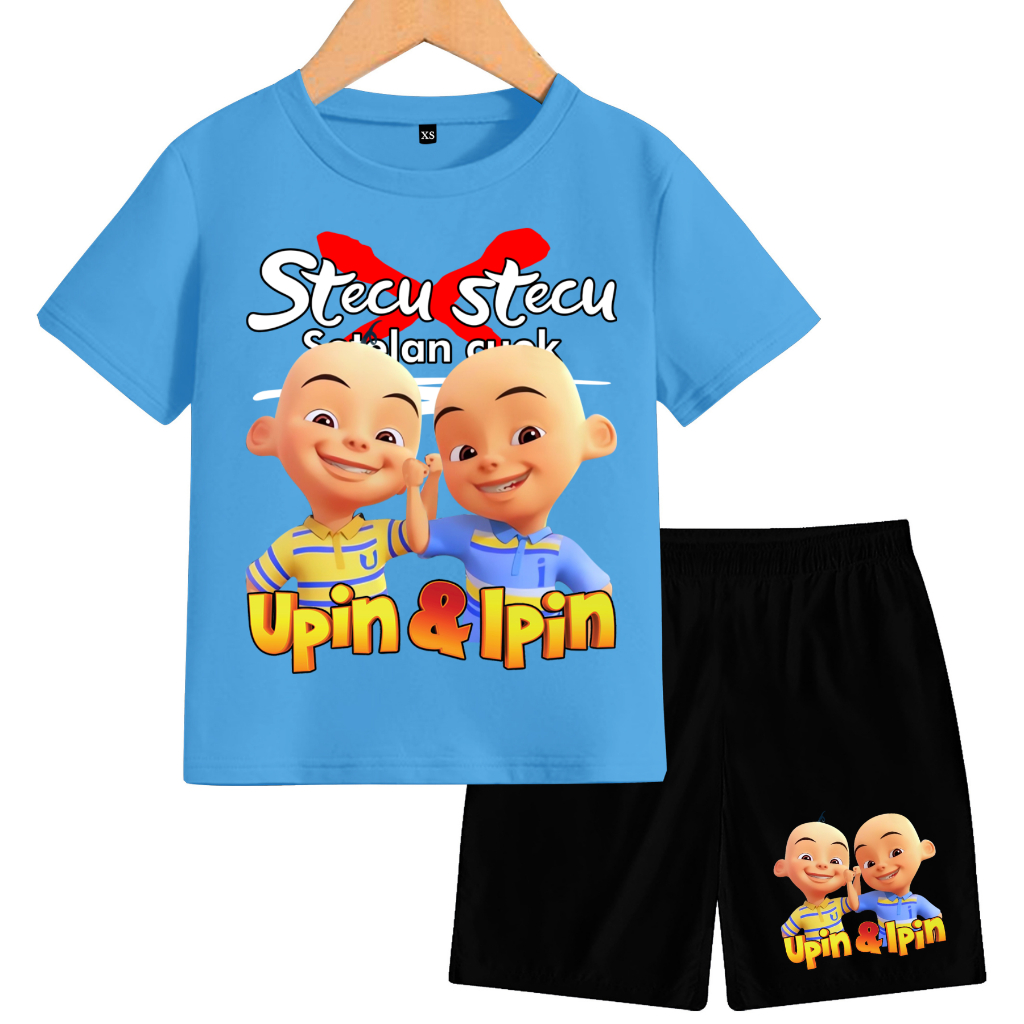 SETELAN ANAK ANAK UPIN&IPIN BAJU UNISEX COWOK CEWEK BAHAN KATUN SOFT