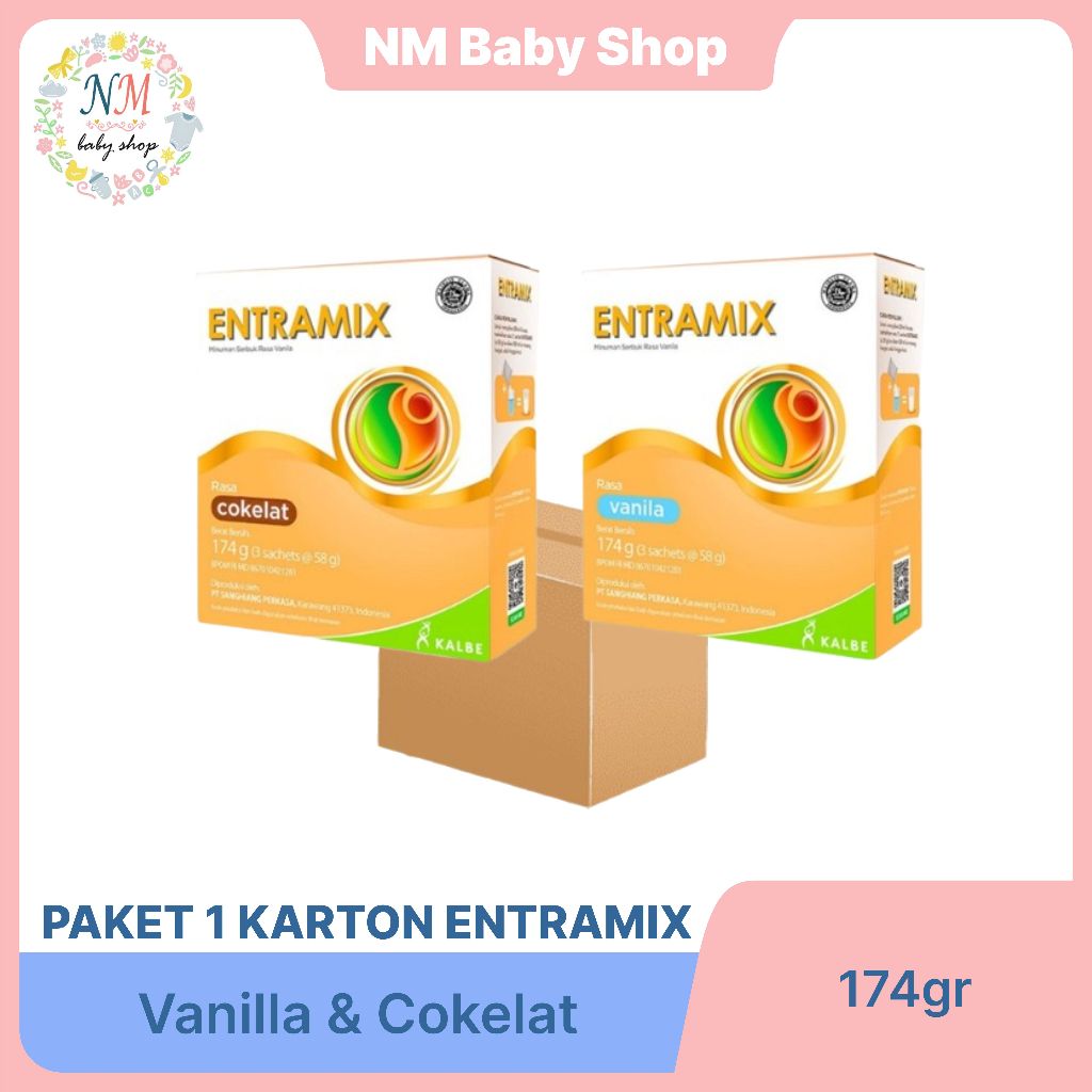 ENTRAMIX PAKET 1 KARTON 12 KOTAK VANILA COKLAT 174GR - NUTRISI LENGKAP DEWASA 174 GR NM SSKD