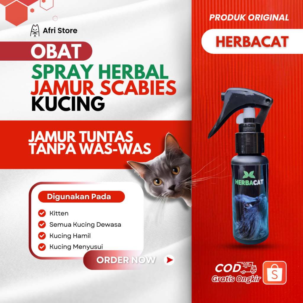 Spray Jamur Kucing Obat Jamur Scabies Kucing HerbaCat Alami / Obat Jamur Kucing