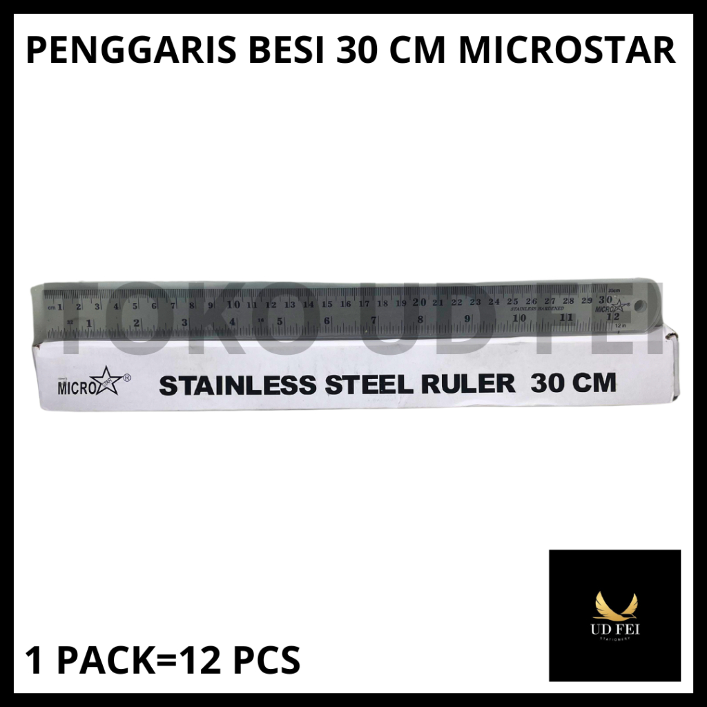 

(1 PACK=12 PCS) Penggaris Besi 30cm/ Penggaris Microstar/ Penggaris besi/ Penggaris Besi/ Stainless Ruler