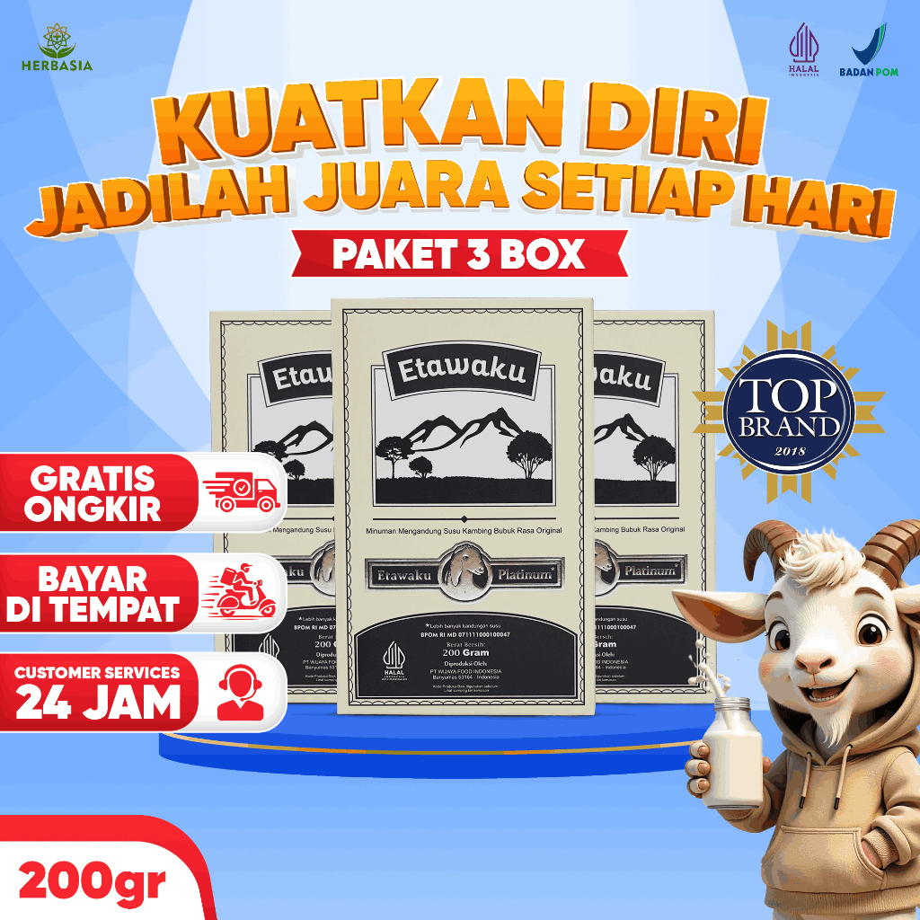 

Paket 3 Box Etawaku Platinum Susu Kambing Etawa Untuk Paru-paru Sehat Original 100% Asli