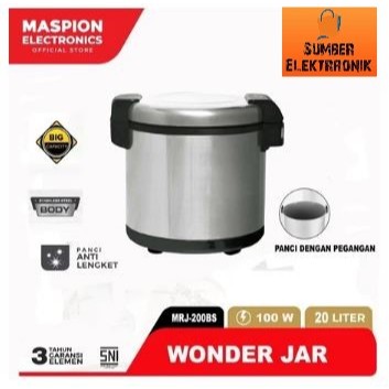 MASPION : MRJ200BS WONDER JAR PEMANAS NASI JUMBO 20 LITER ANTI LENGKET MRJ 200 BS / Magic Jar