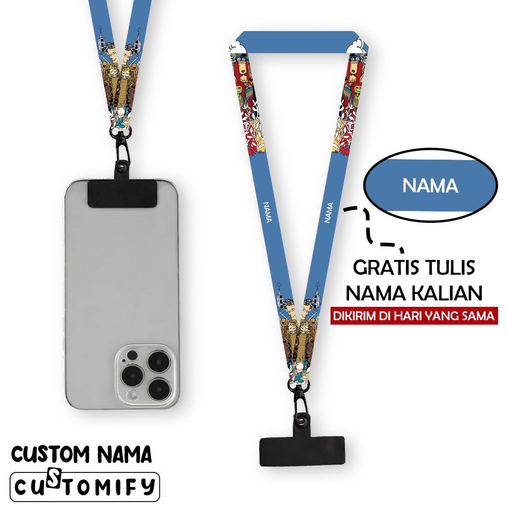 Lanyard Name Tag Card Kantor Custom - Lanyard Custom Nama 1,5 cm 2 Sisi Gantungan Tali - Design 54