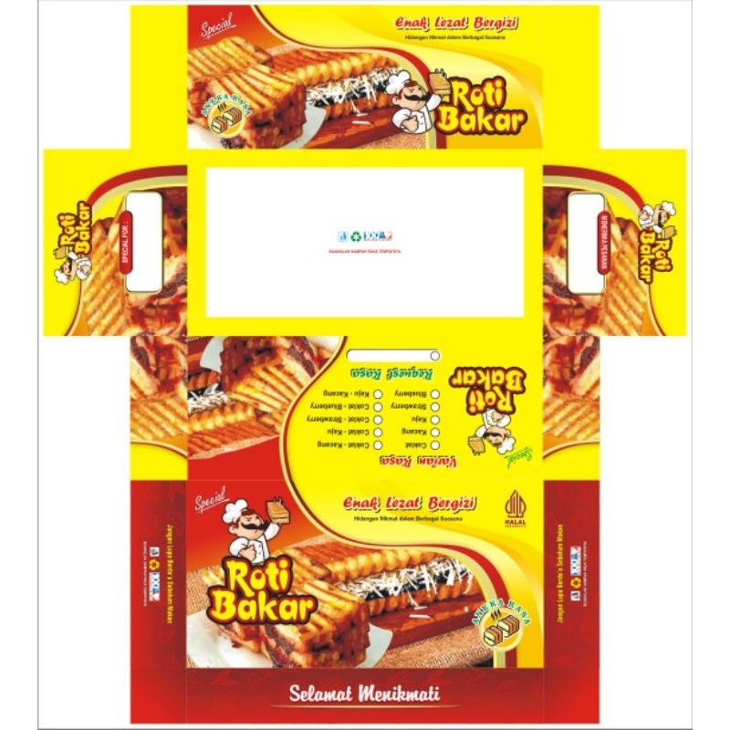 KEMASAN ROTI BAKAR MOTIF UKURAN 20×9×7,5 CM ISI 100 PCS / BOX ROTI BAKAR / WADAH ROTI BAKAR / DUS RO