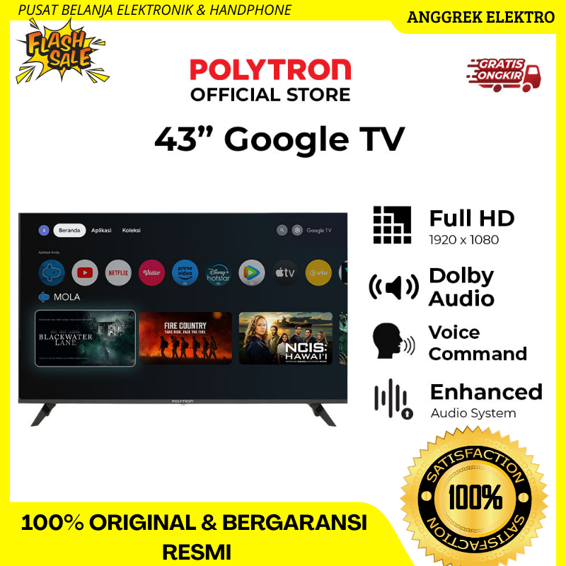 TV polytron 43in google TV smart 43RG9059 garansi resmi