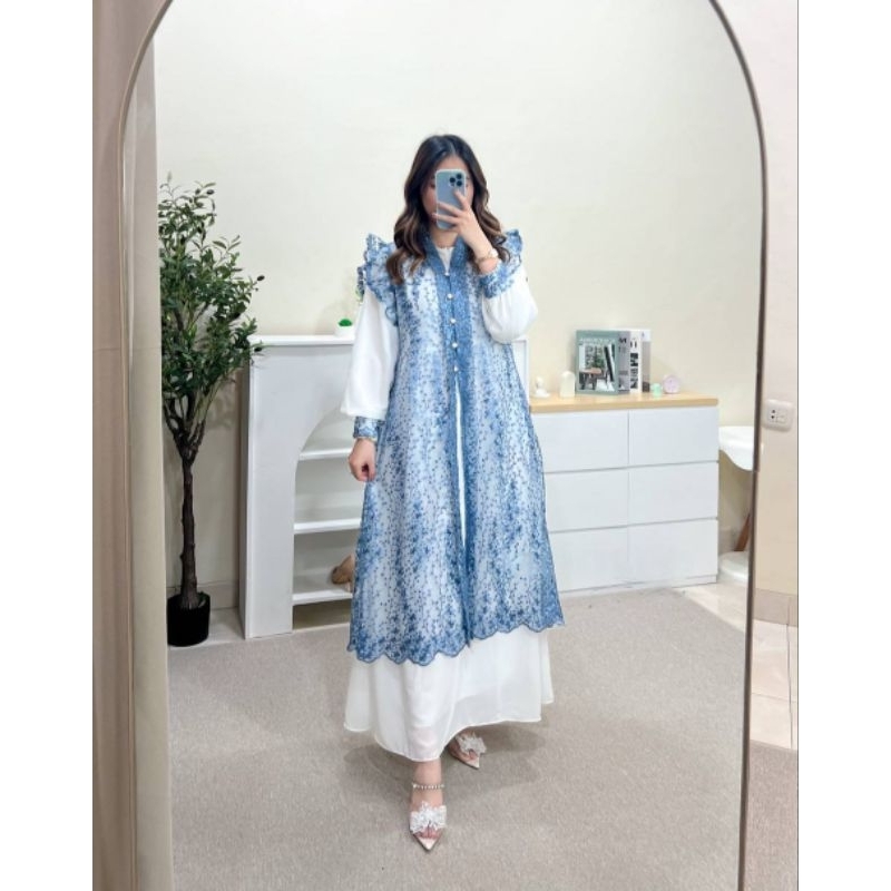 Haura Dress 2in1 (Outer Brukat Lepas Pasang) - Gamis Outer Brukat Bordir Premium
