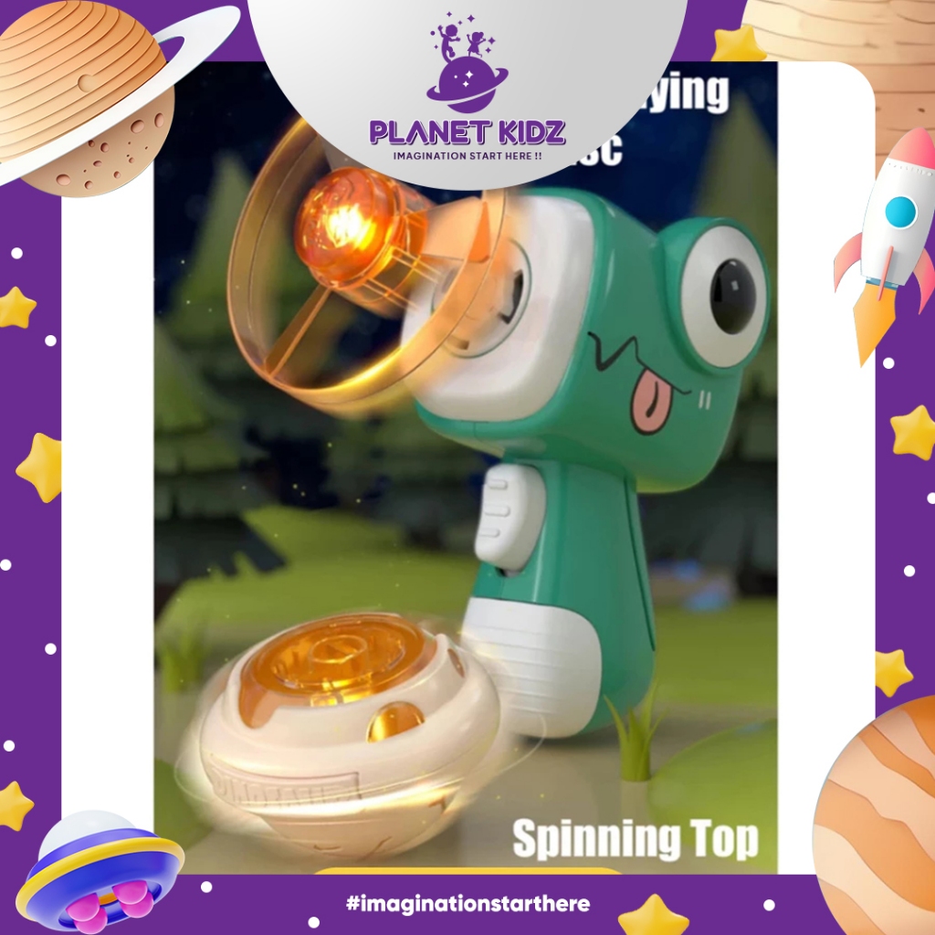 PLANETKIDZ FK404 Mainan Anak Pistol Gasing Putar Spinning Toys Pistol Ketapel Cute Dino