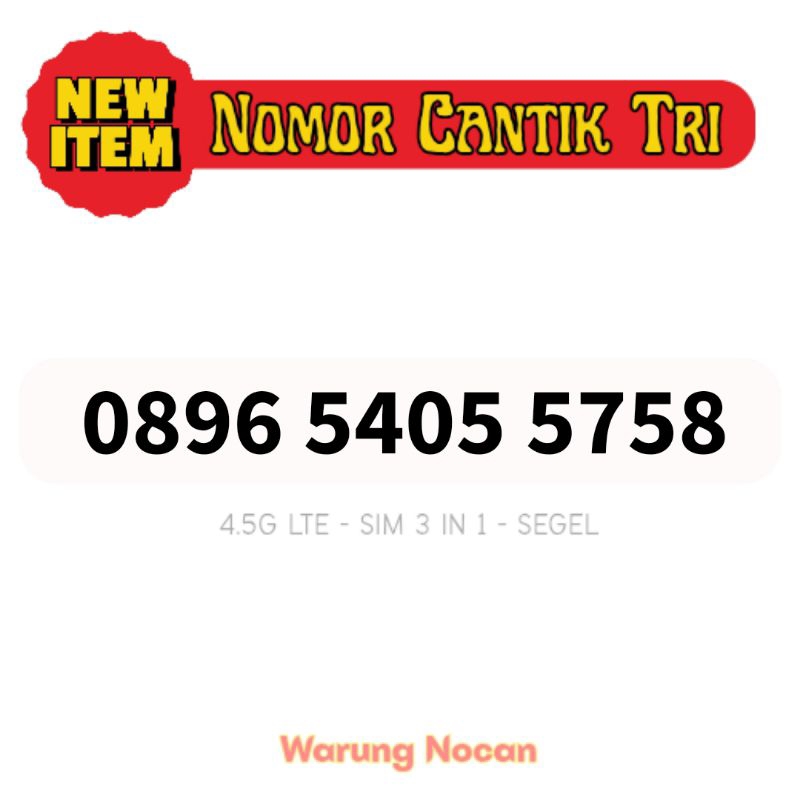 Nomor cantik Tri Three 3 cantik maju mapan 5758