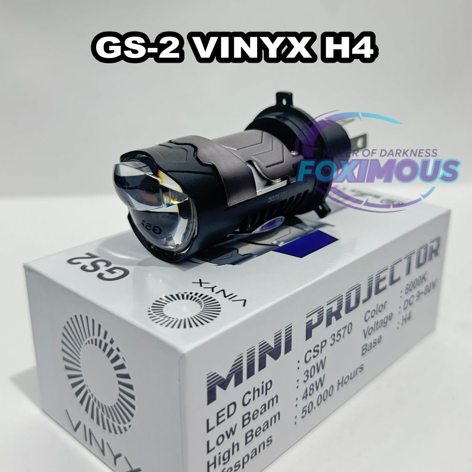 Lampu LED H4 VINYX GS2 H4 Projie H4 Mini Projector Lens Lensa Motor Mobil Headlight Headlamp