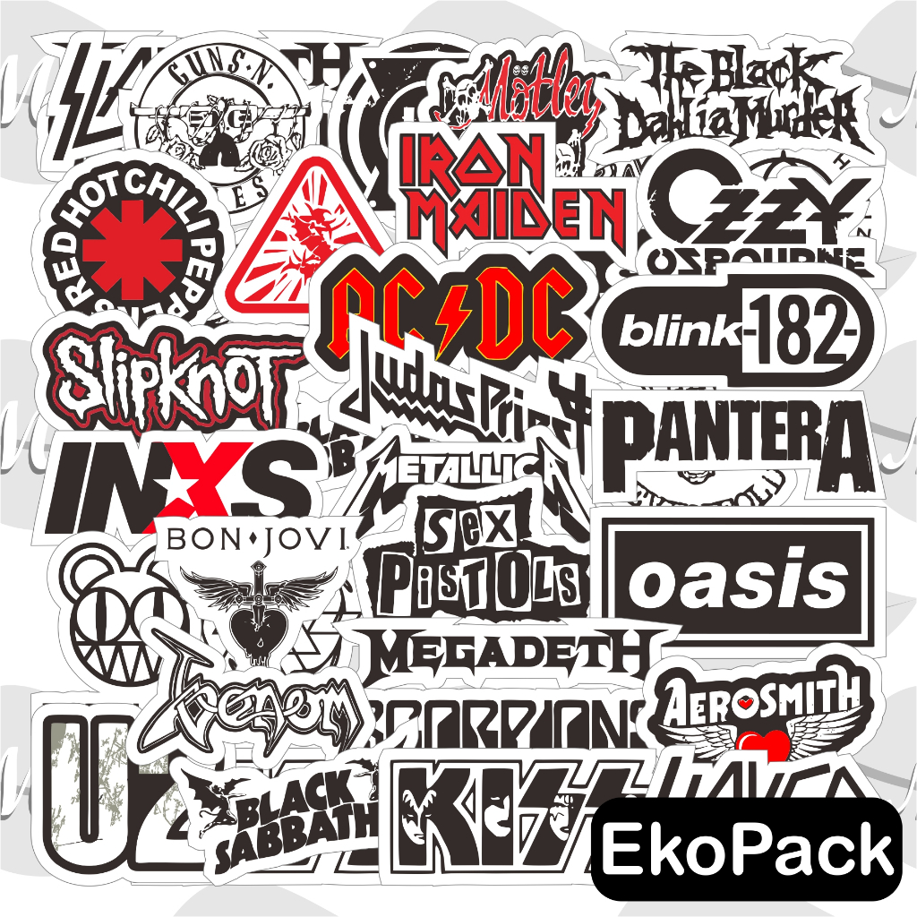 

(EkoPack) Stiker Band Rock 2 | sticker black n white punk music heavy metal pack laptop hp ipad