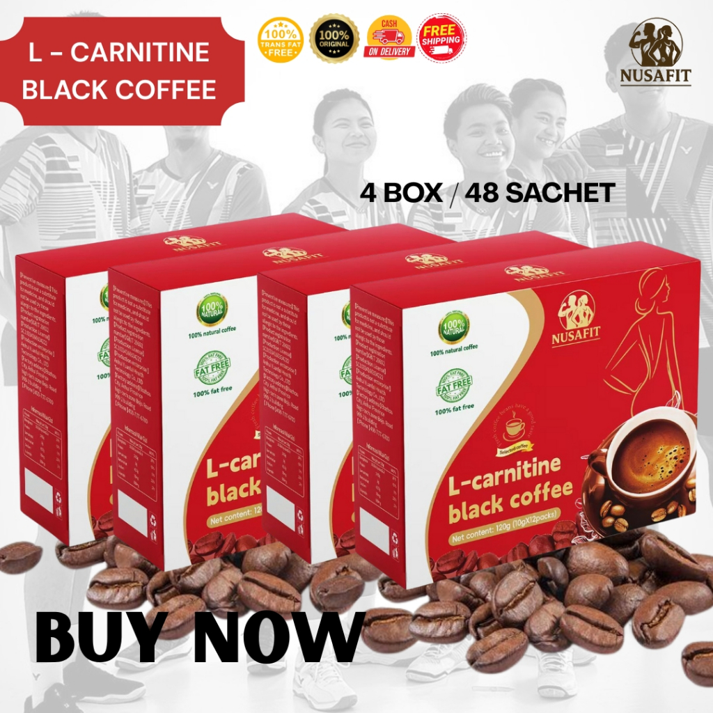 

[isi 4 Box/48 sachet + FREE ONGKIR + COD ] - KOPI HITAM L-CARNITINE INSTAN - Kopi Hitam Murni Rendah Gula Bebas Lemak Praktis Hemat Instan - Kopi Original - Kopi L-carnitine Diet