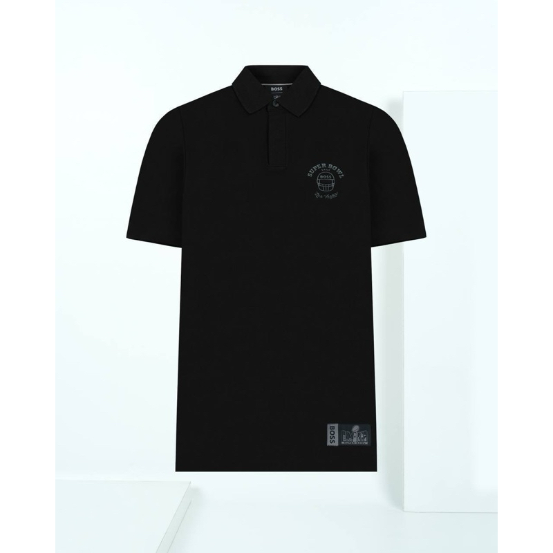 POLO PASSER NFL 001 BLACK WITH METALIC PRINT LOGO FOR MEN