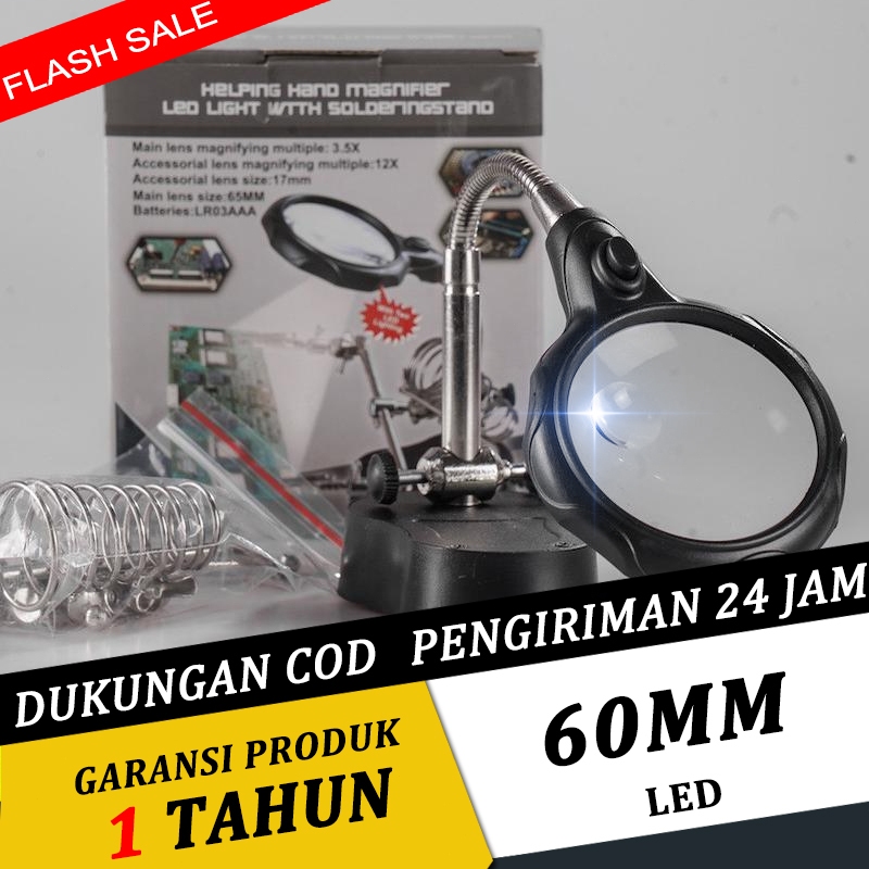 

DEWIN TE-801 Kaca Pembesar Penjepit PCB + Lampu Holder 3.5x 12x AAA