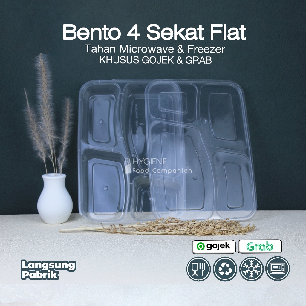Thinwall Bento Sekat 4 Plastik - Kotak Makan Bento Thinwall Premium