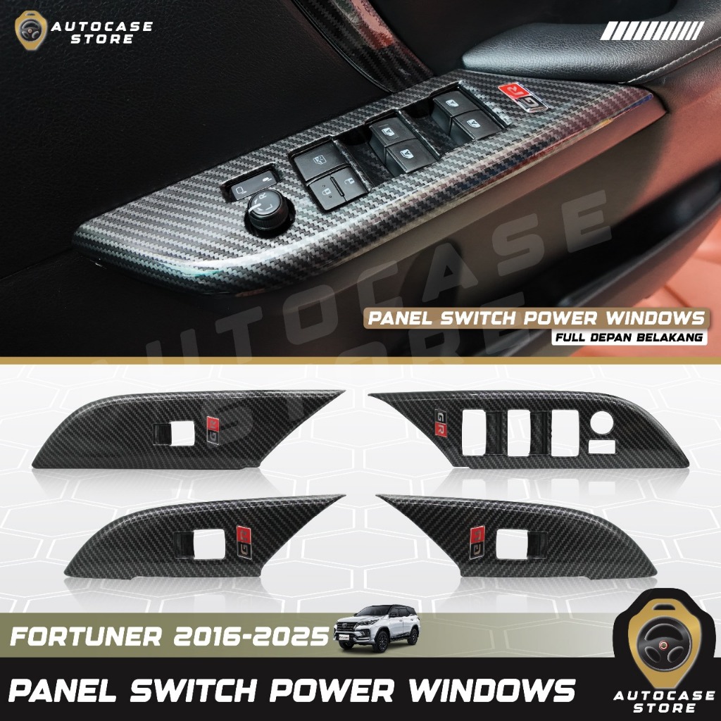 COVER PANEL SWITCH POWER WINDOW FORTUNER VRZ 2016–2025 UP CARBON 1 SET 4 PCS PNP AKSESORIS MOBIL