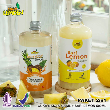 

Suur Lemoen Paket Hemat Cuka Nanas 500ml dan Sari Lemon 500ml