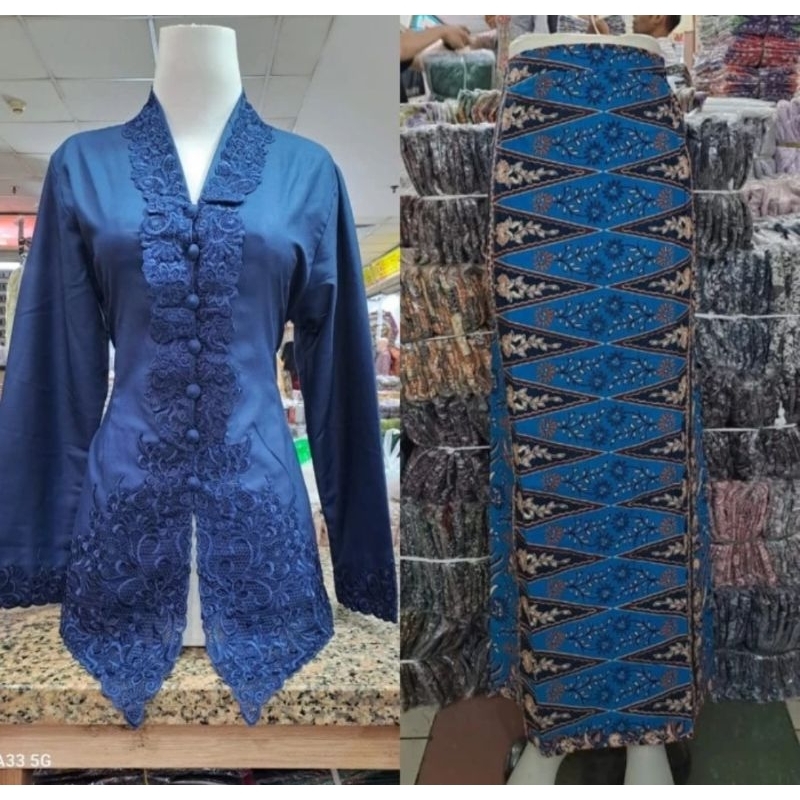 Set kebaya Encim Bordir Polos Bahan Alus Toyobo Lengan Panjang