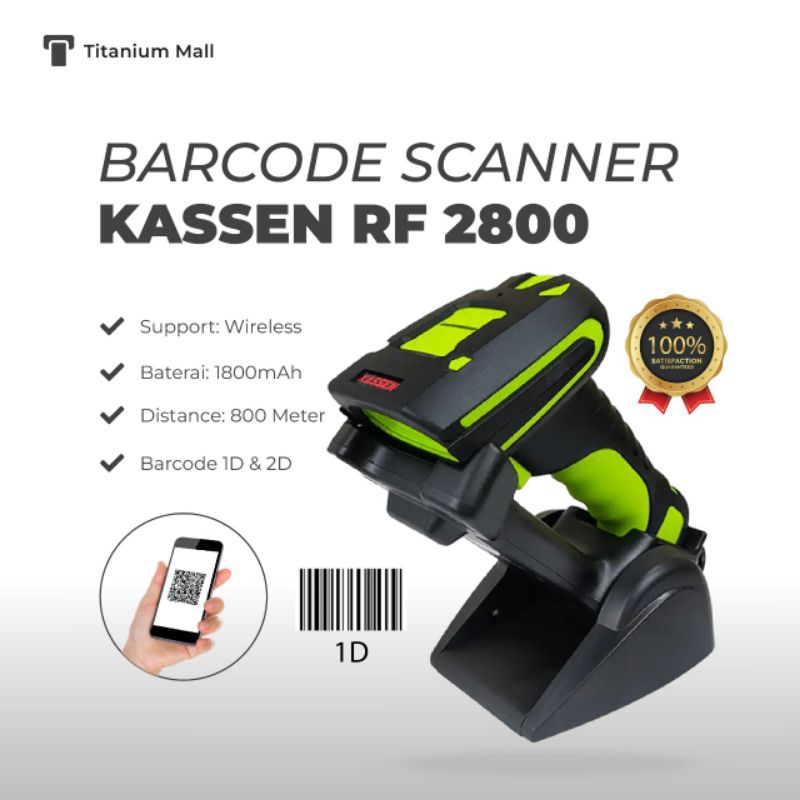 Scanner Kassen RF2800 Wireless 2D Autoscan Qris Barcode 1D QRcode Minimarket Kasir RF 2800 RF-2800