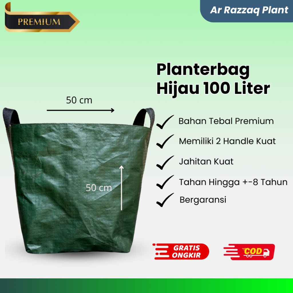 Planter Bag 100 Liter Hijau Premium Tebal & Murah Bisa COD Se Indonesia