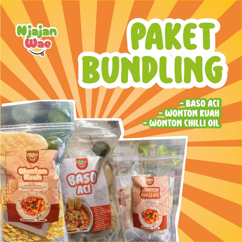 

Nijajan Wae Paket Bundling Baso Aci, Wonton Kuah dan Wonton Chilli Oil