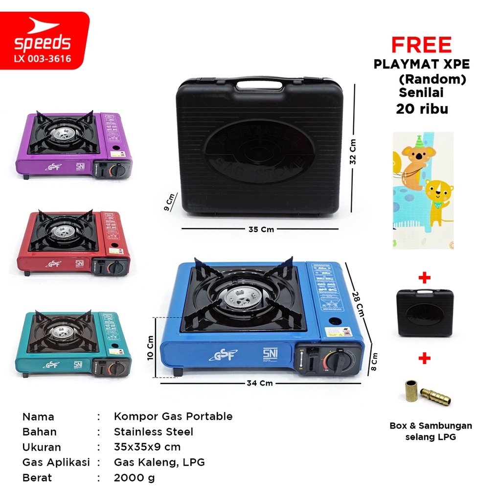 KOMPOR PORTABEL WELHOME / Kompor Gas Portable 2 In 1/ Kompor Portable / Tungku Gas GSF / KOMPOR PORT