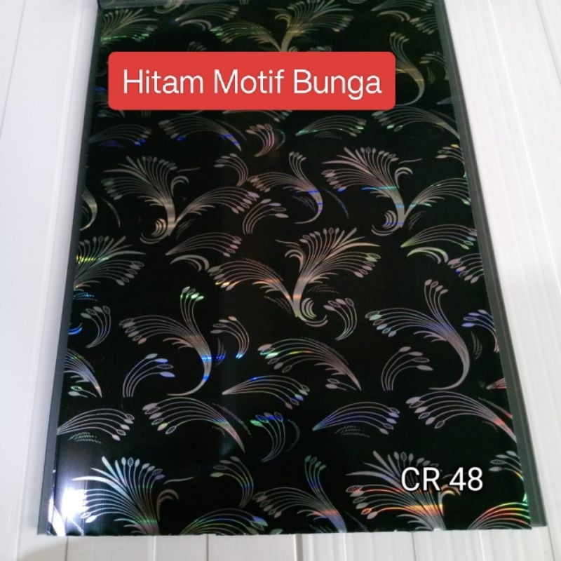 Plafon Pvc Minimalis 8mm Motif - Hitam Motif Bunga