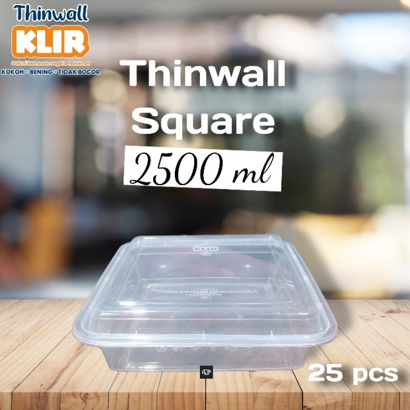 Thinwall KLIR Square / Kotak / Persegi 2500 ml / Wadah Kue Lapis Legit, Masubah, Engkak Ketan, Putri