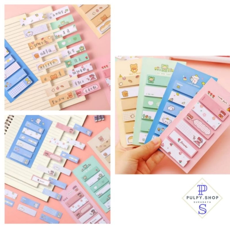 

Sticky Notes Lucu Tempelan Kertas Catatan Note Karakter Motif Bear Frog Girl Pembatas Buku
