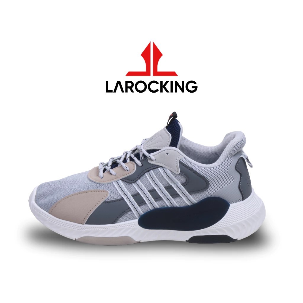 COD Promo Terbaru Larocking Saka Putih Navy Sepatu Sneakers Pria