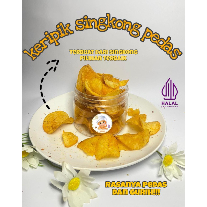 

1kg KRIPSET Kripik Setan Pedas Daun Jeruk / makanan ringan cemilan