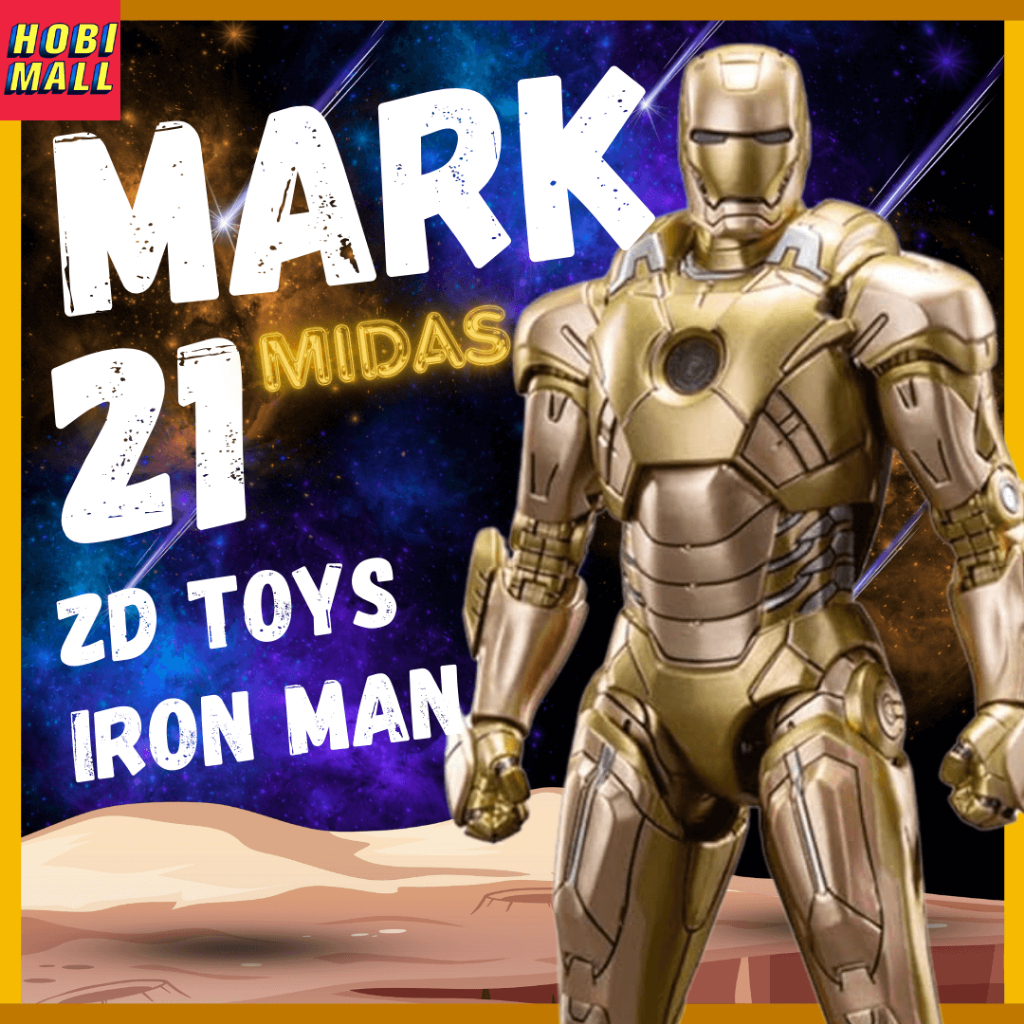Action Figure Iron Man Mark 21 Midas ZD Toys dari Iron Man Movie Original 1:10 Scale