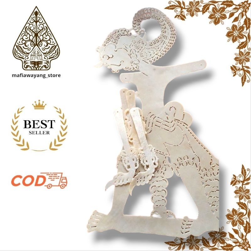 Wayang Kulit Sapi ASLI Bima Werkudoro Gebingan Putihan Ukuran Standar Dalang