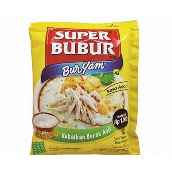 

Super Bubur Instan Seduh Buryam Renceng Rasa Ayam 22 Gram (isi 10 pc)