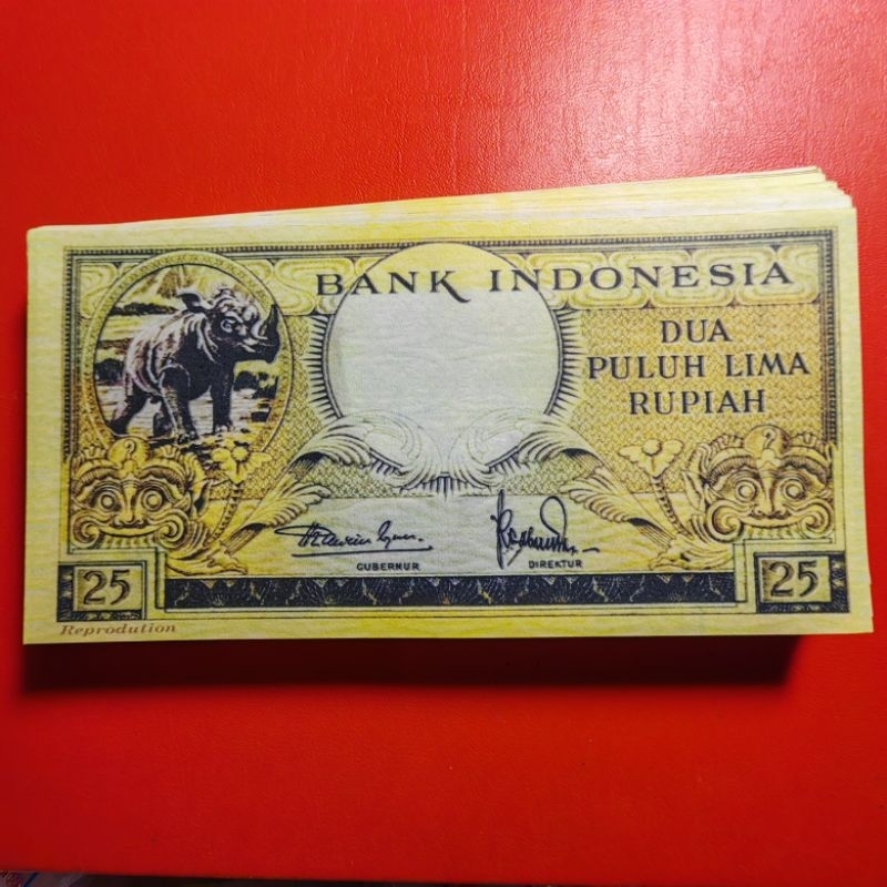 sovenir 25 rupiah seri badak repro