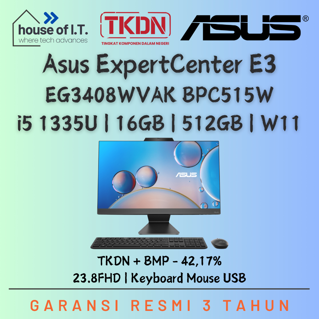 AIO ASUS TKDN i5 EG3408WVAK-BPC515W ExpertCenter E3 - Asus AIO TKDN i5 - ASUS ExpertCenter E3 EG3408