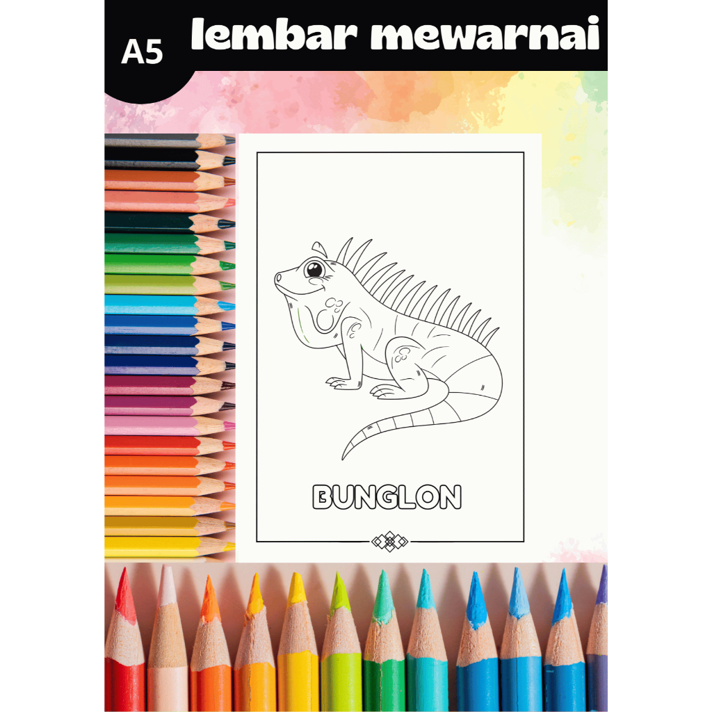 

CB-19 Lembar Gambar Mewarnai Hewan Untuk Anak TK SD PAUD Kertas HVS 100gr Bukan Buku Mewarnai