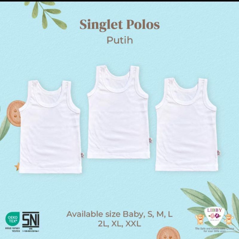 Singlet / kaos dalam bayi ( anak ) / Kaos kutang bayi Libby