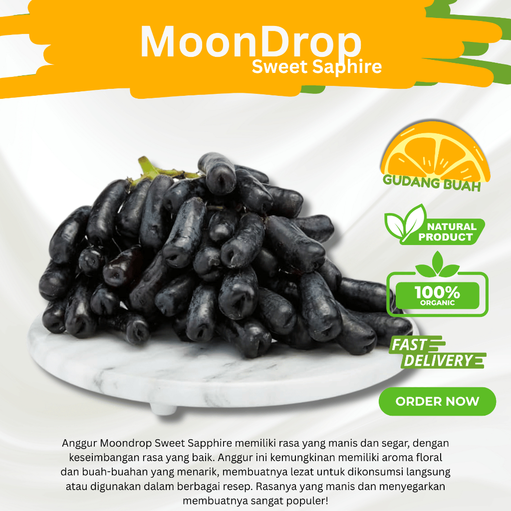 

Anggur moondrop sweet sapphire Australia Manis seedless 500gr