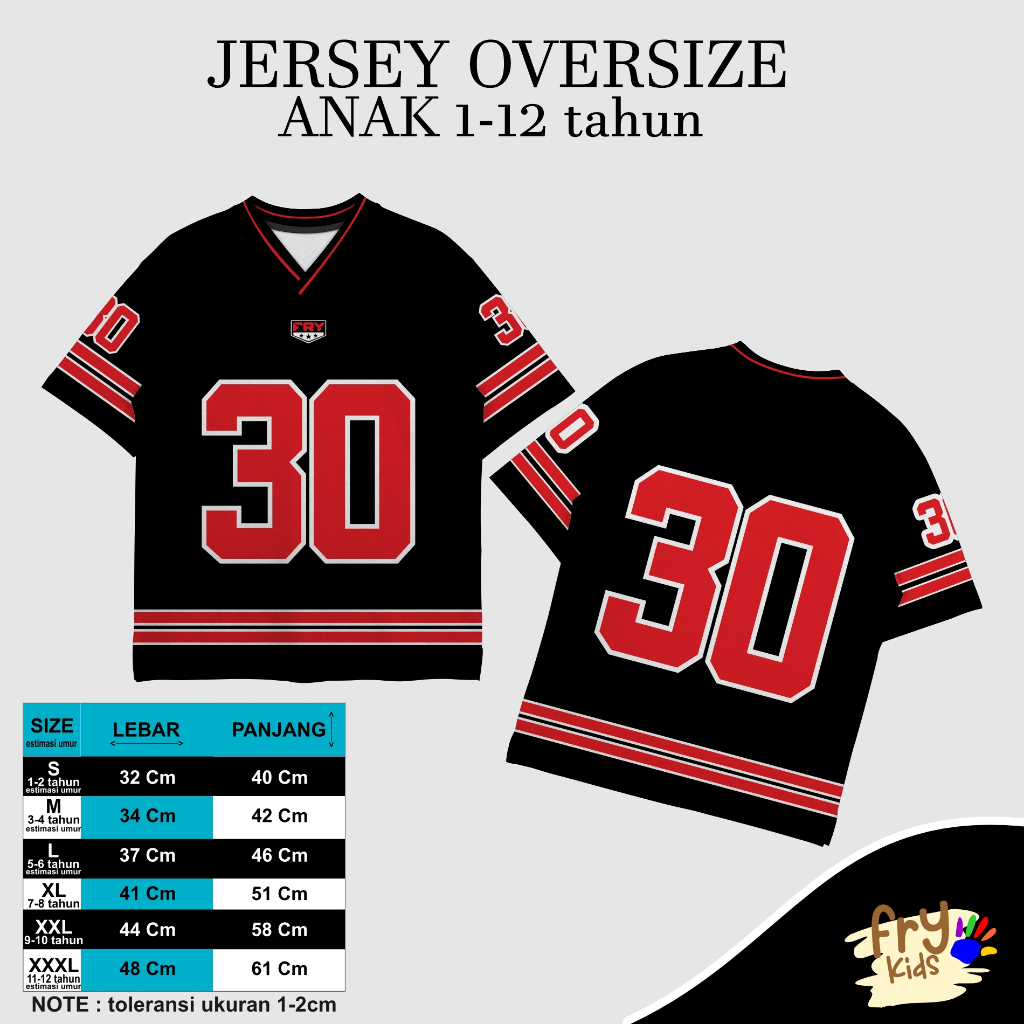 FRY - JERSEY KAOS ANAK OVERSIZE merah / JERSEY VINTAGE RETRO / JERSEY RUGBY / JERSEY HCK /JERSEY NFL